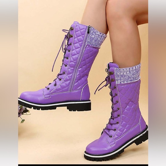 Shoes Womens Purple Combat Boots Poshmark